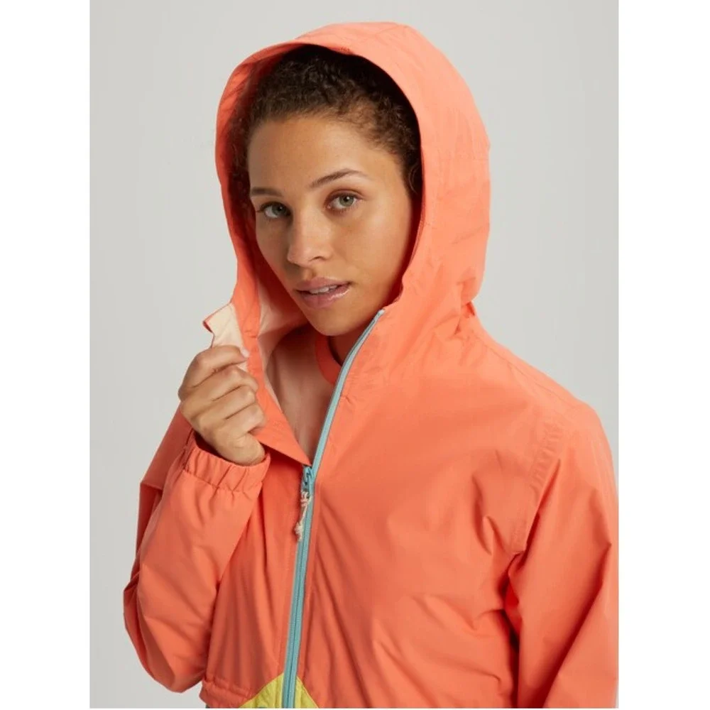 Burton Narraway Jacket Womens Small Colorblock Hooded Windbreaker Full Zip